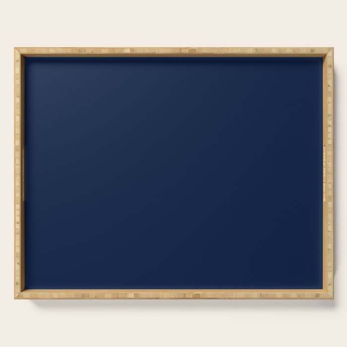Nautical Navy Blue Solid Color Serving Tray Gallery Image 1