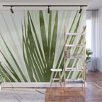 Contemporary Palm Leaf in Olive Green Wall Mural Gallery Image 1