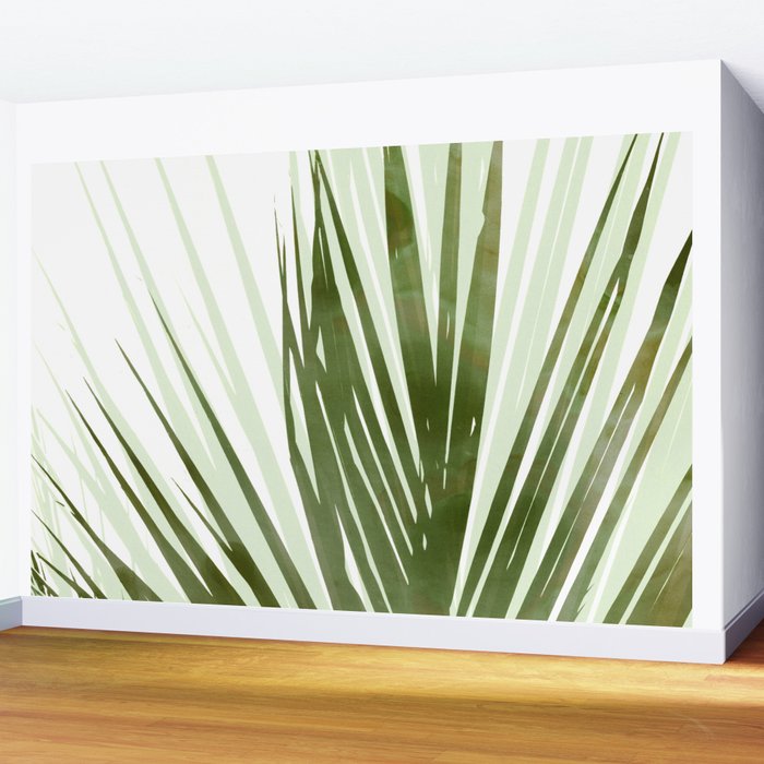 Contemporary Palm Leaf in Olive Green Wall Mural Gallery Image 2