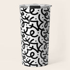Abstract black and white line doodle pattern Travel Mug Gallery Image 1