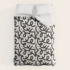Abstract black and white line doodle pattern Duvet Cover Gallery Image 6