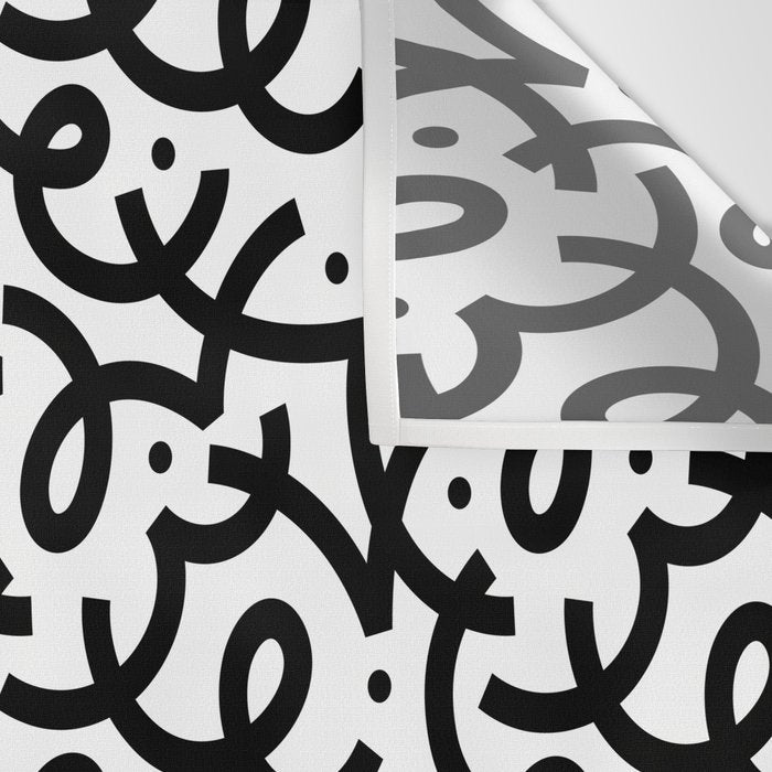 Abstract black and white line doodle pattern Wall Tapestry Gallery Image 3