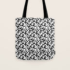Abstract black and white line doodle pattern Tote Bag Gallery Image 1