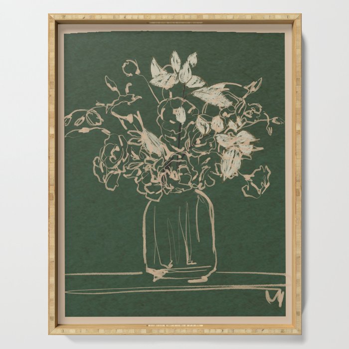 Minimalist Flowers In A Vase Serving Tray Gallery Image 1