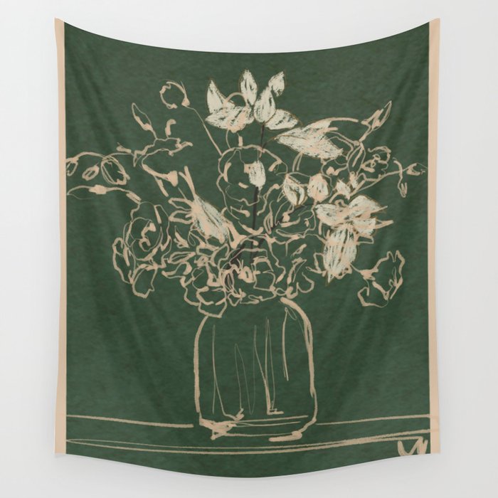 Minimalist Flowers In A Vase Wall Tapestry Gallery Image 4