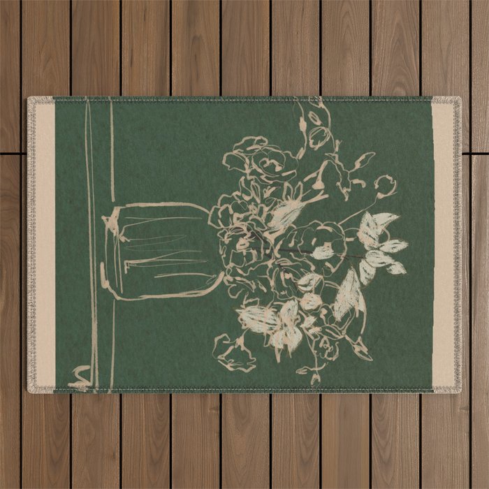 Minimalist Flowers In A Vase Outdoor Rug Gallery Image 1