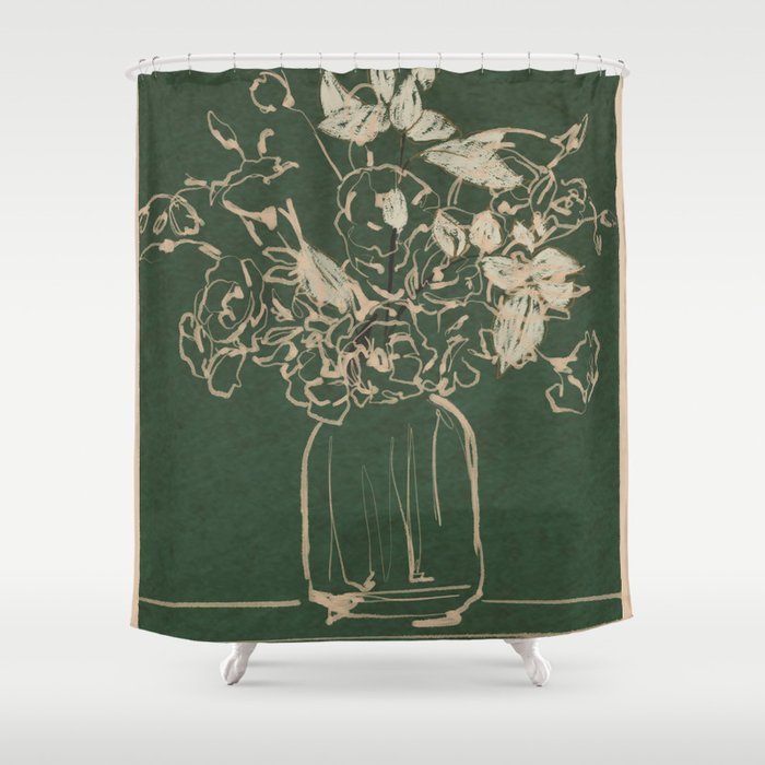 Minimalist Flowers In A Vase Shower Curtain Gallery Image 1
