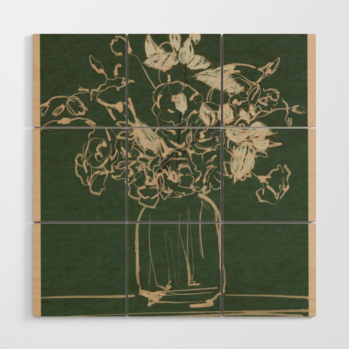 Minimalist Flowers In A Vase Wood Wall Art Gallery Image 1