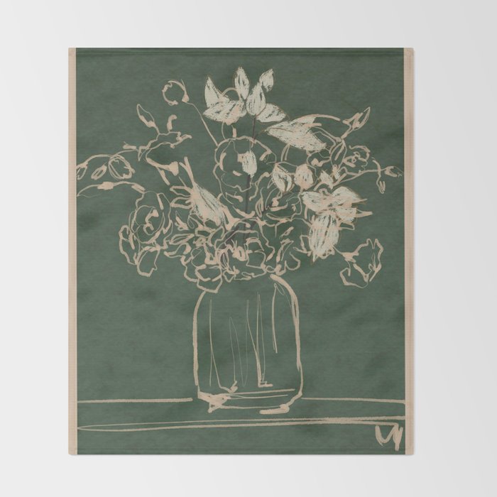 Minimalist Flowers In A Vase Throw Blanket Gallery Image 2