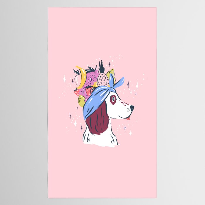 Spaniel with Fruit Hat Dog Illustration Tablecloth Gallery Image 2