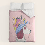 Spaniel with Fruit Hat Dog Illustration Comforter Gallery Image 6