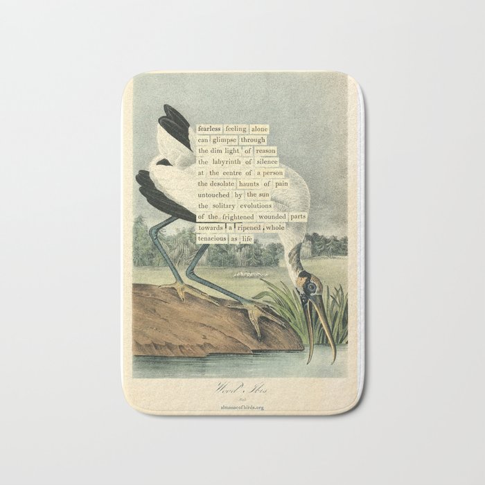 Bird Divinations: Wood Ibis (about: almanacofbirds.org) Bath Mat Gallery Image 1