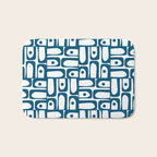 Blue and White Mid Century Modern Piquet Multi Geometric Pattern Bath Mat Gallery Image 1