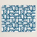 Blue and White Mid Century Modern Piquet Multi Geometric Pattern Jigsaw Puzzle Gallery Image 1