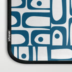 Blue and White Mid Century Modern Piquet Multi Geometric Pattern Laptop Sleeve Gallery Image 3