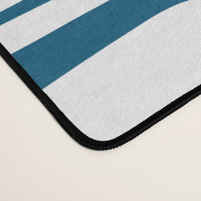 Blue and White Mid Century Modern Piquet Multi Geometric Pattern Desk Mat Gallery Image 4