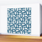 Blue and White Mid Century Modern Piquet Multi Geometric Pattern Wall Mural Gallery Image 2