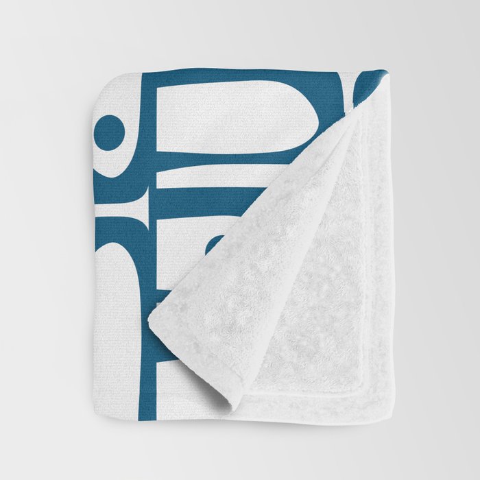 Blue and White Mid Century Modern Piquet Multi Geometric Pattern Throw Blanket Gallery Image 3