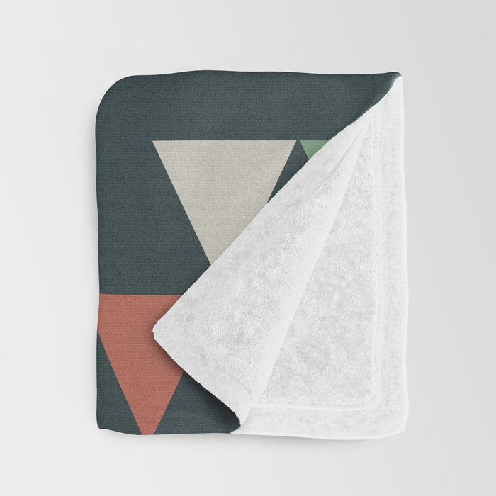 Geometric Prism, Green, Terracotta, Gold Throw Blanket Gallery Image 3