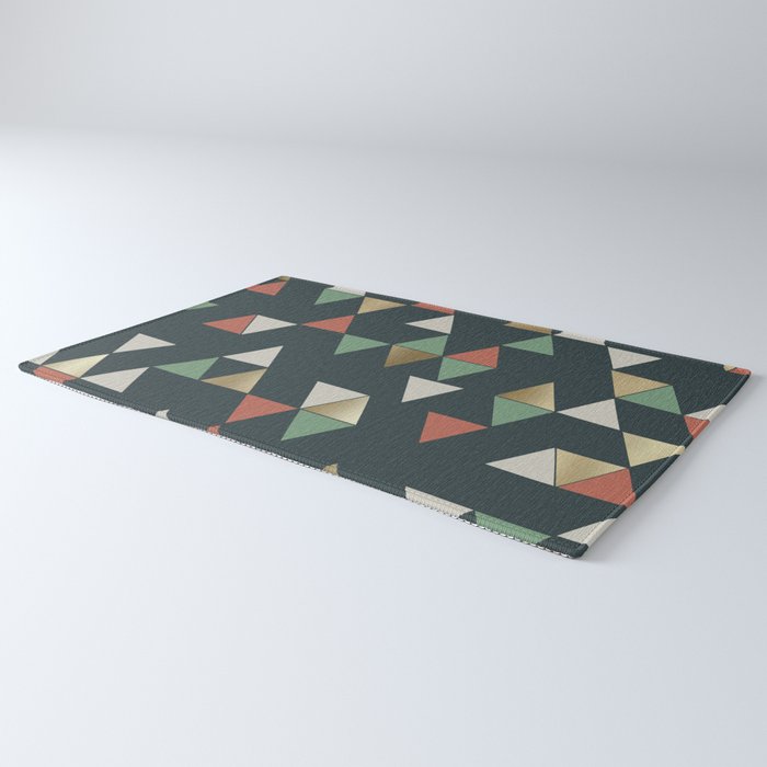 Geometric Prism, Green, Terracotta, Gold Rug Gallery Image 3