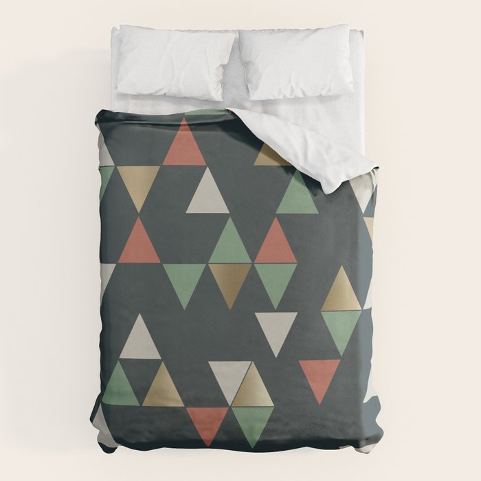 Geometric Prism, Green, Terracotta, Gold Duvet Cover Gallery Image 1