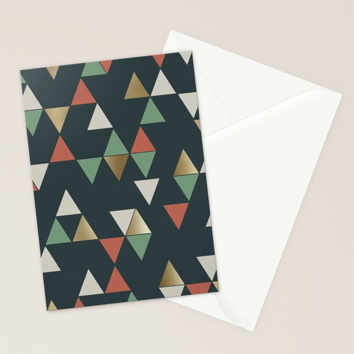 Geometric Prism, Green, Terracotta, Gold Stationery Card Gallery Image 2