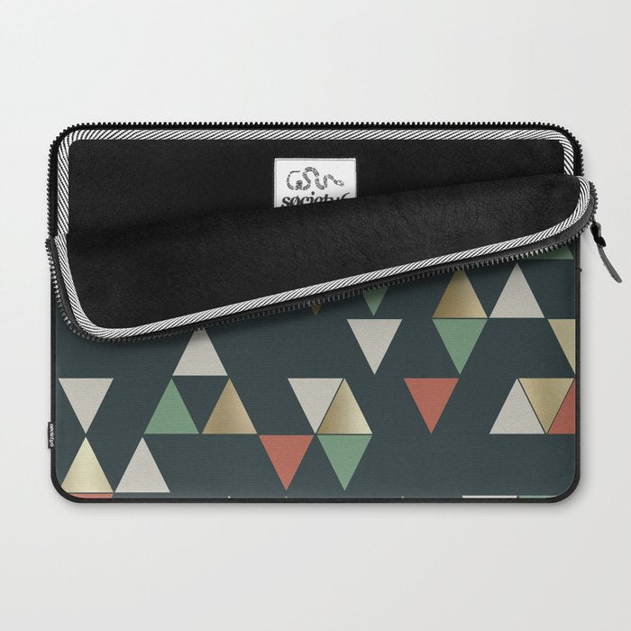 Geometric Prism, Green, Terracotta, Gold Laptop Sleeve Gallery Image 2