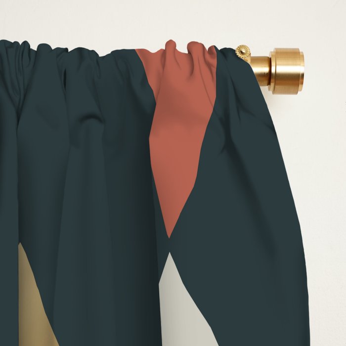 Geometric Prism, Green, Terracotta, Gold Window Curtain Gallery Image 2