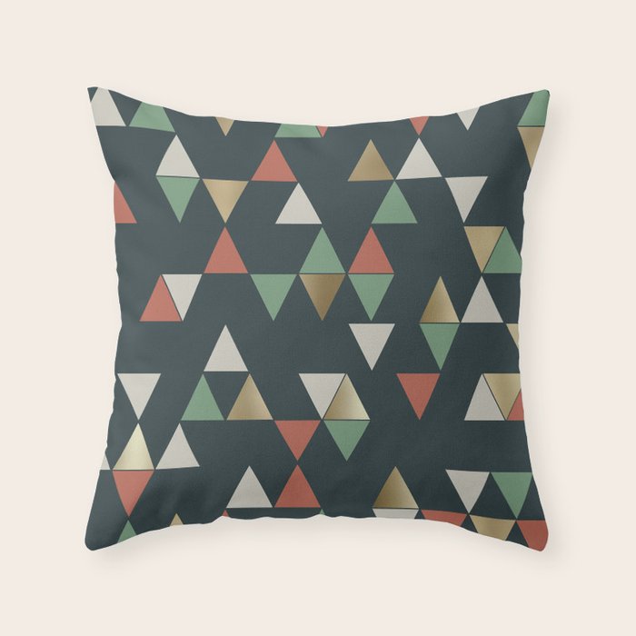 Geometric Prism, Green, Terracotta, Gold Throw Pillow Gallery Image 6