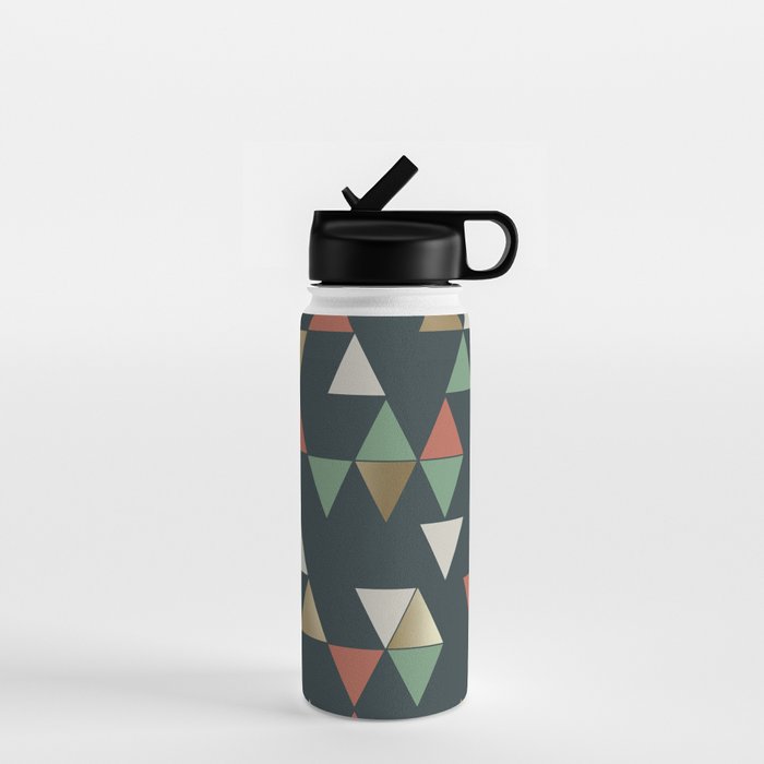 Geometric Prism, Green, Terracotta, Gold Water Bottle Gallery Image 1
