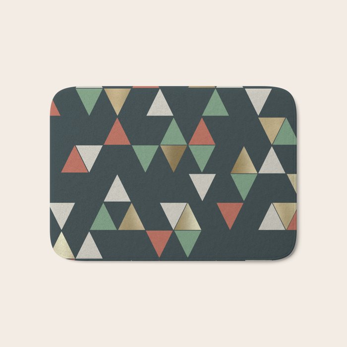 Geometric Prism, Green, Terracotta, Gold Bath Mat Gallery Image 1