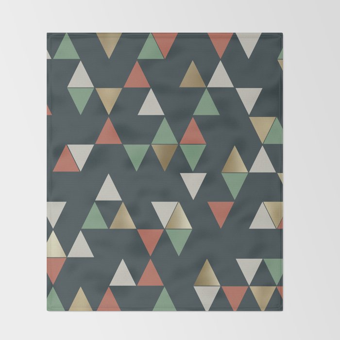 Geometric Prism, Green, Terracotta, Gold Throw Blanket Gallery Image 2