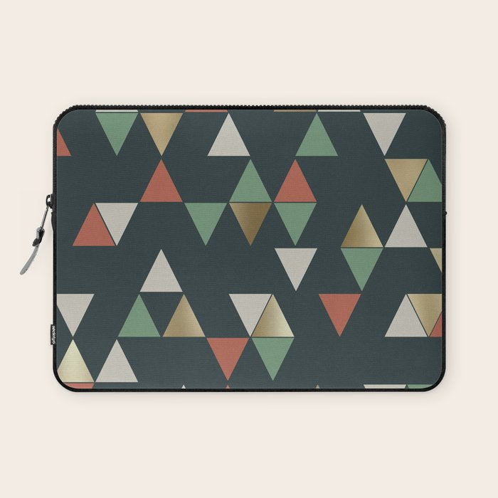 Geometric Prism, Green, Terracotta, Gold Laptop Sleeve Gallery Image 1