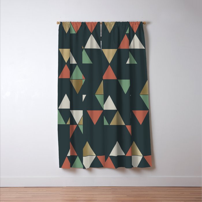 Geometric Prism, Green, Terracotta, Gold Window Curtain Gallery Image 3