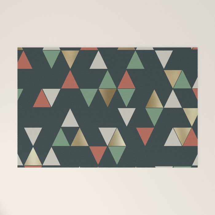 Geometric Prism, Green, Terracotta, Gold Welcome Mat Gallery Image 1
