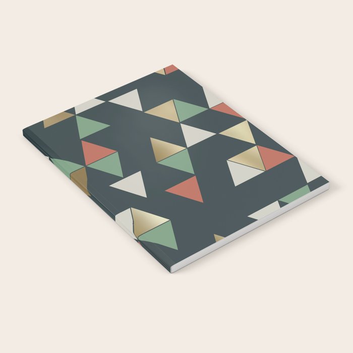 Geometric Prism, Green, Terracotta, Gold Notebook Gallery Image 2