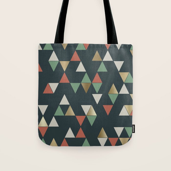 Geometric Prism, Green, Terracotta, Gold Tote Bag Gallery Image 1