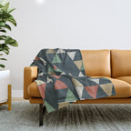 Geometric Prism, Green, Terracotta, Gold Throw Blanket Gallery Image 1