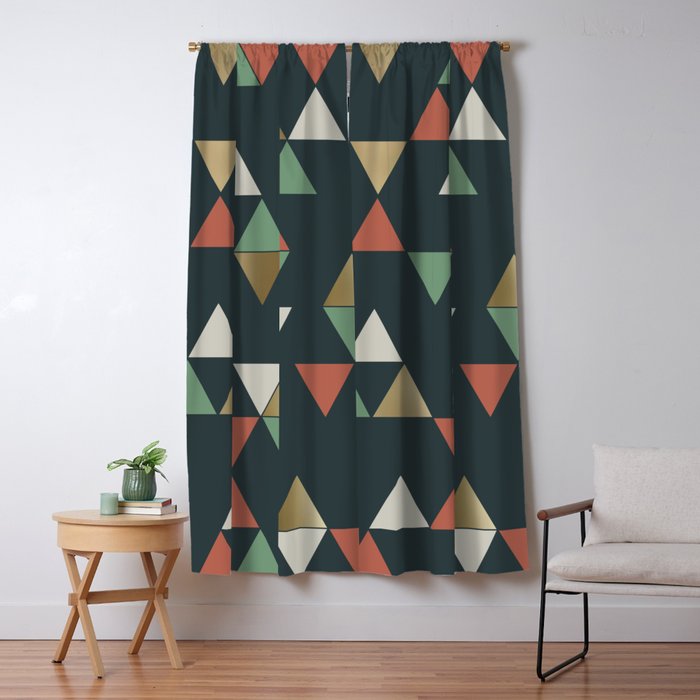 Geometric Prism, Green, Terracotta, Gold Window Curtain Gallery Image 1