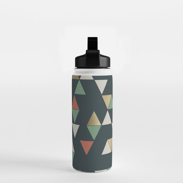 Geometric Prism, Green, Terracotta, Gold Water Bottle Gallery Image 2