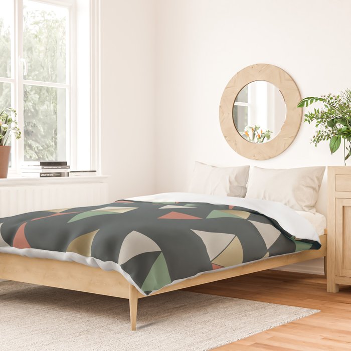 Geometric Prism, Green, Terracotta, Gold Duvet Cover Gallery Image 2