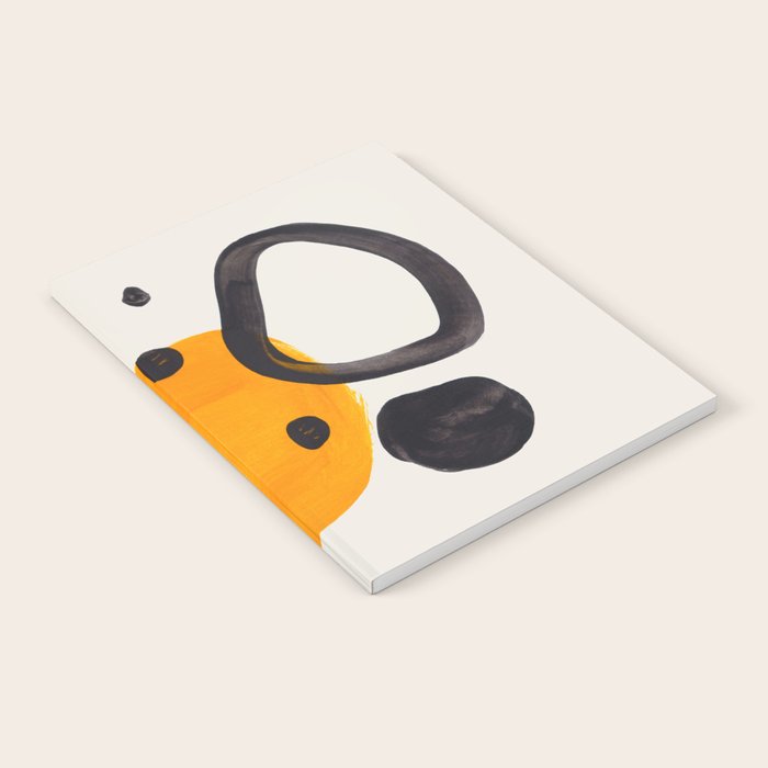 Unique Abstract Unique Mid century Modern Yellow Mustard Black Ring Dots Notebook Gallery Image 2