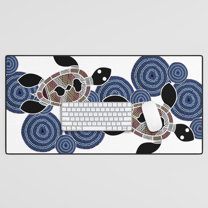 Authentic Aboriginal Art - Sea Turtles 2 Desk Mat Gallery Image 1