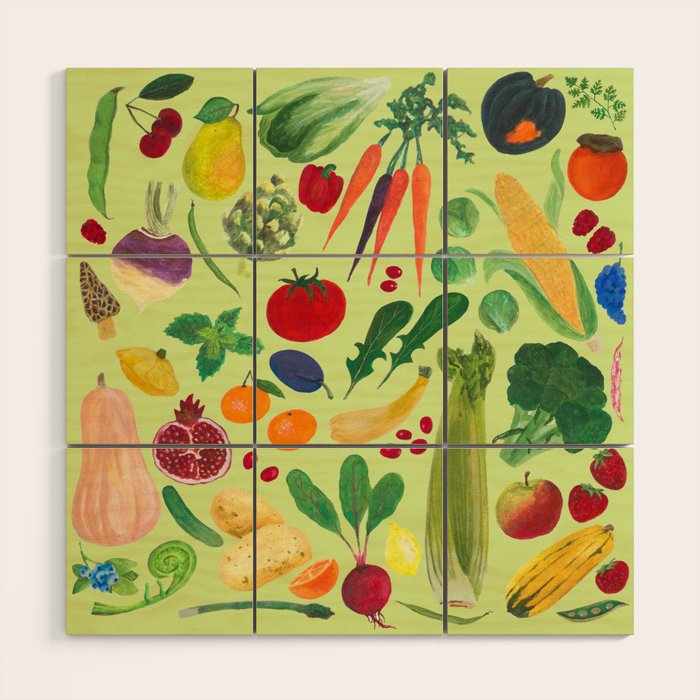 Fruits and Veggies Wood Wall Art Gallery Image 1
