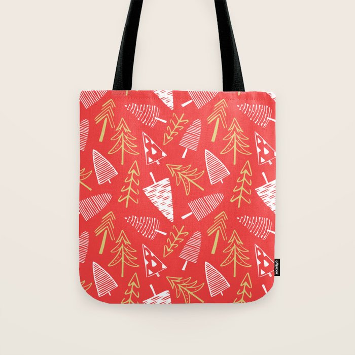 Christmas pine tree doodle art pattern Tote Bag Gallery Image 1