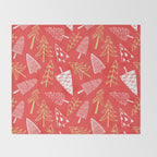 Christmas pine tree doodle art pattern Throw Blanket Gallery Image 2