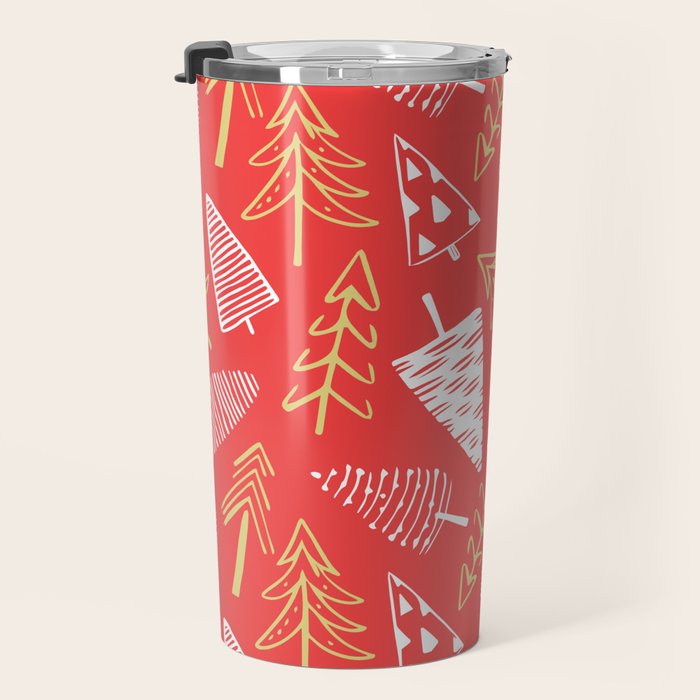 Christmas pine tree doodle art pattern Travel Mug Gallery Image 3