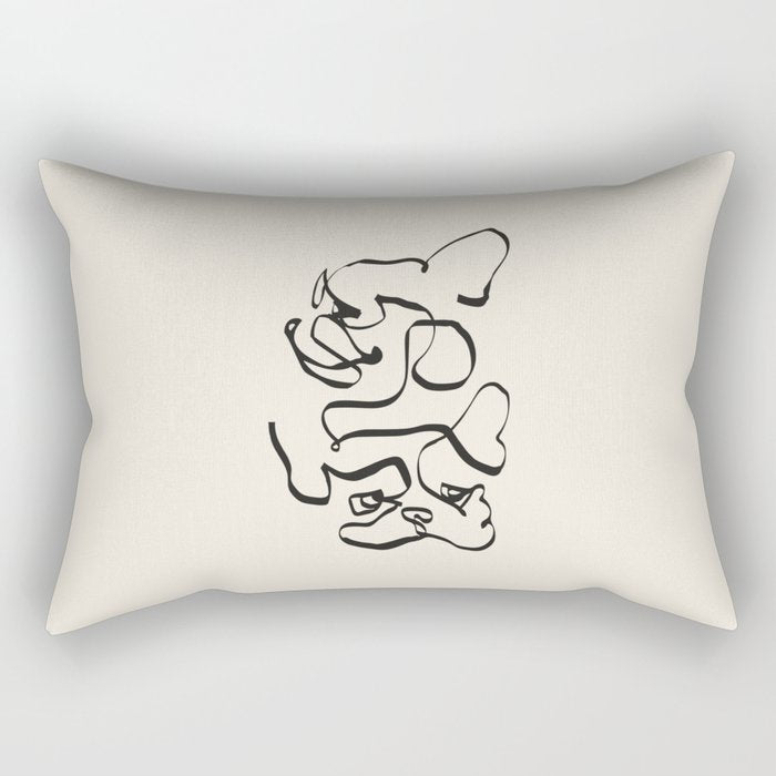 Abstract line frenchie Rectangular Pillow Gallery Image 2