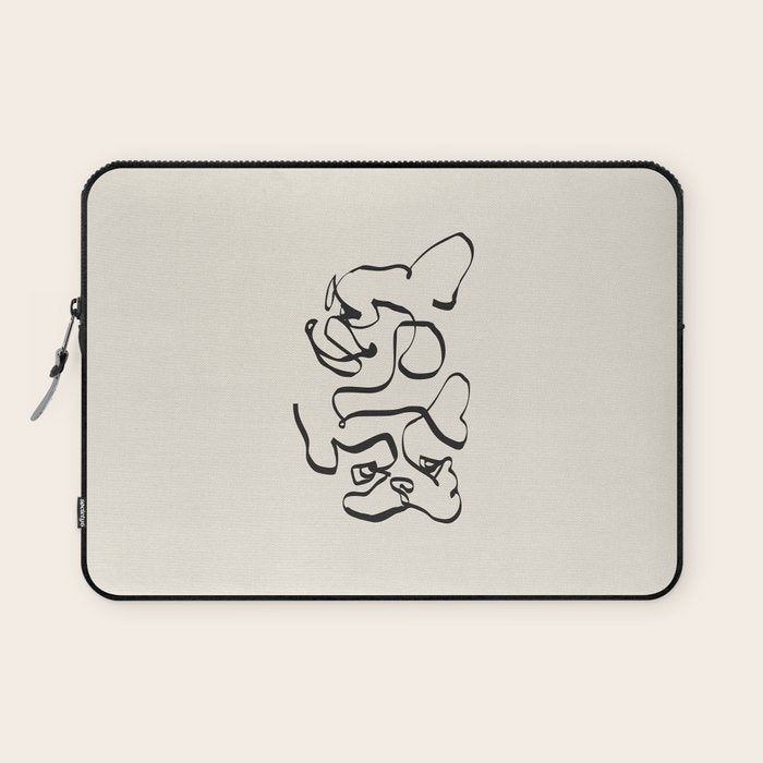 Abstract line frenchie Laptop Sleeve Gallery Image 1