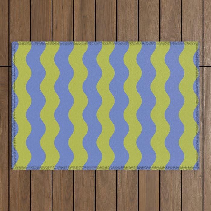 Striped Waves Retro Surf Outdoor Rug Gallery Image 1